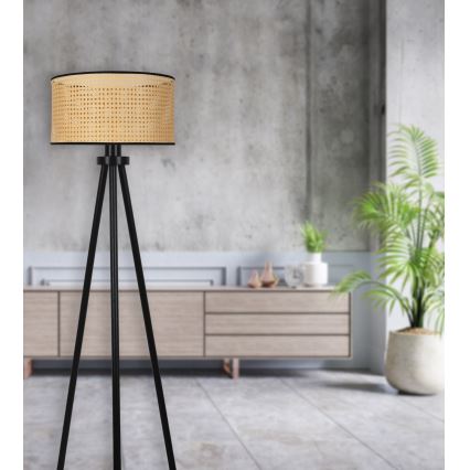 Duolla - Лампион ROLLER 1xE27/15W/230V Ø 45 см ратан/черен