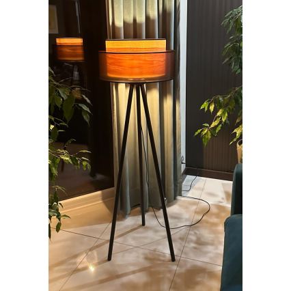 Duolla - Лампион WOOD BOHO 1xE27/15W/230V Ø 45 см черен/бежов