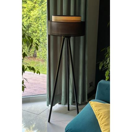 Duolla - Лампион WOOD BOHO 1xE27/15W/230V Ø 45 см черен/бежов