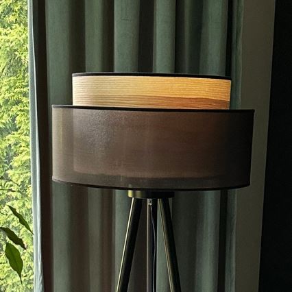 Duolla - Лампион WOOD BOHO 1xE27/15W/230V Ø 45 см черен/бежов