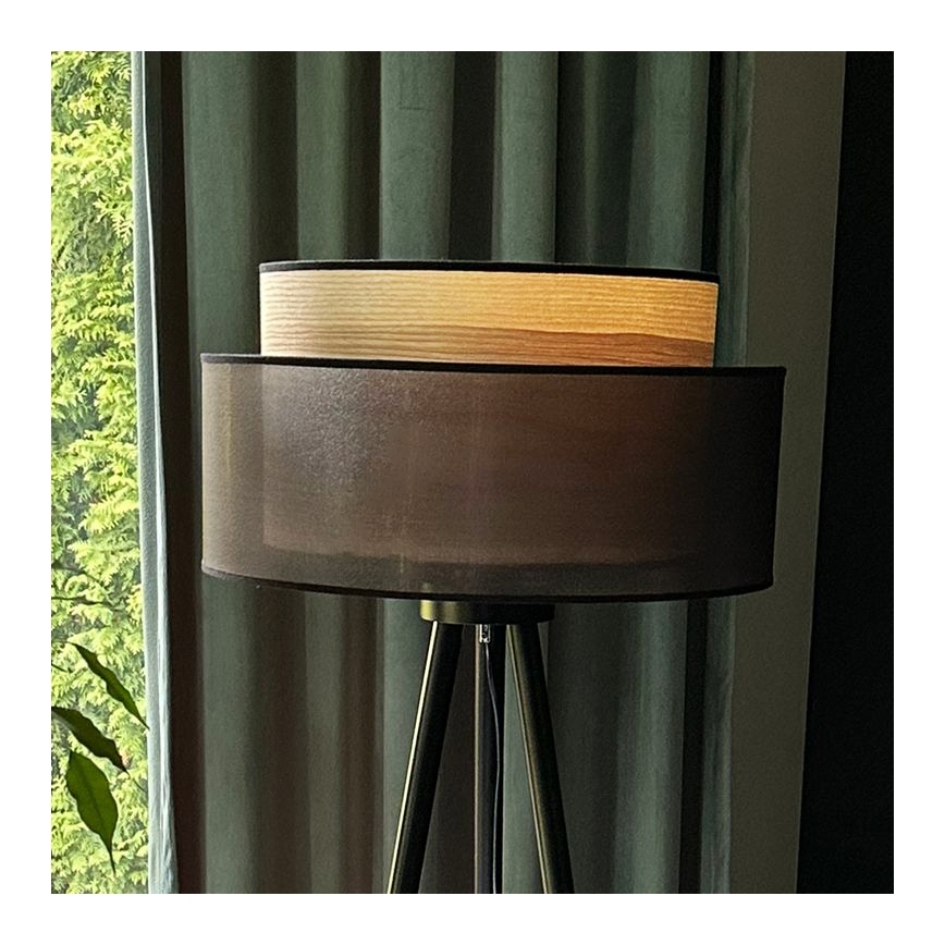 Duolla - Лампион WOOD BOHO 1xE27/15W/230V Ø 45 см черен/бежов