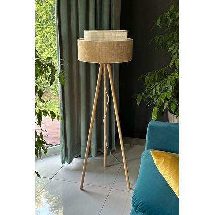 Duolla - Лампион YUTE BOHO 1xE27/15W/230V Ø 45 см кафяв/кремав