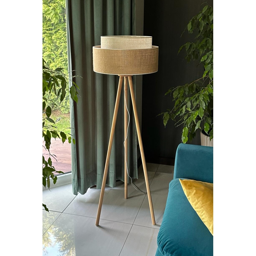 Duolla - Лампион YUTE BOHO 1xE27/15W/230V Ø 45 см кафяв/кремав