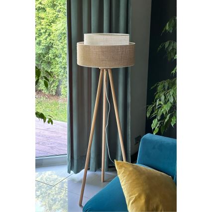 Duolla - Лампион YUTE BOHO 1xE27/15W/230V Ø 45 см кафяв/кремав
