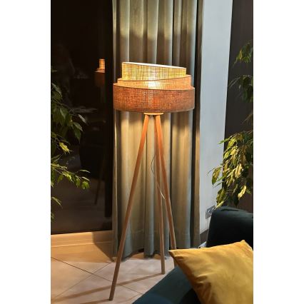 Duolla - Лампион YUTE TRIO 1xE27/15W/230V Ø 45 см кафяв/сив/бежов
