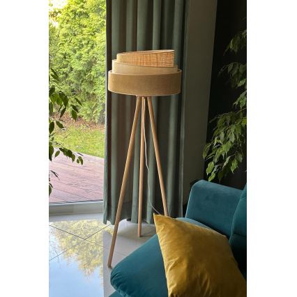 Duolla - Лампион YUTE TRIO 1xE27/15W/230V Ø 45 см кафяв/сив/бежов