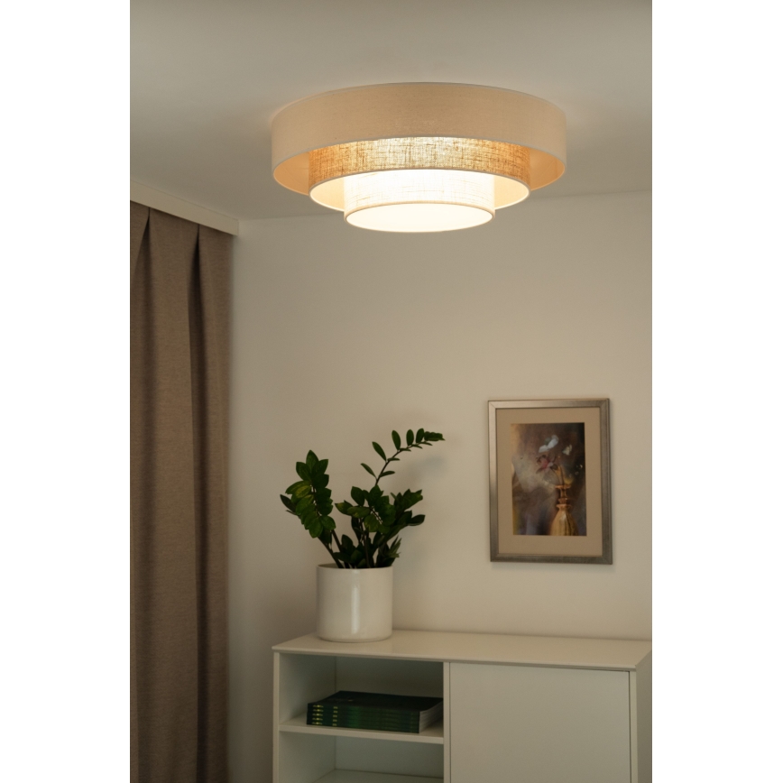 Duolla - LED Плафониера LUNETA LED/26W/230V Ø 60 см 4000K ратан/бежов/кафяв