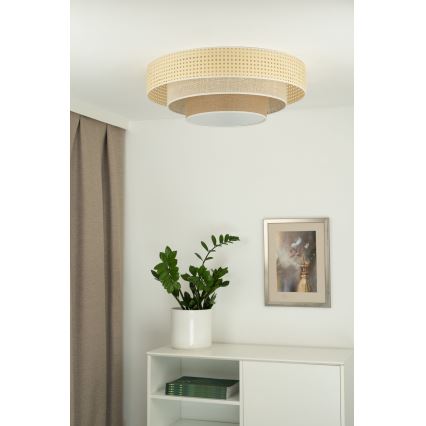 Duolla - LED Плафониера LUNETA LED/26W/230V Ø 60 см 4000K ратан/бежов/кафяв