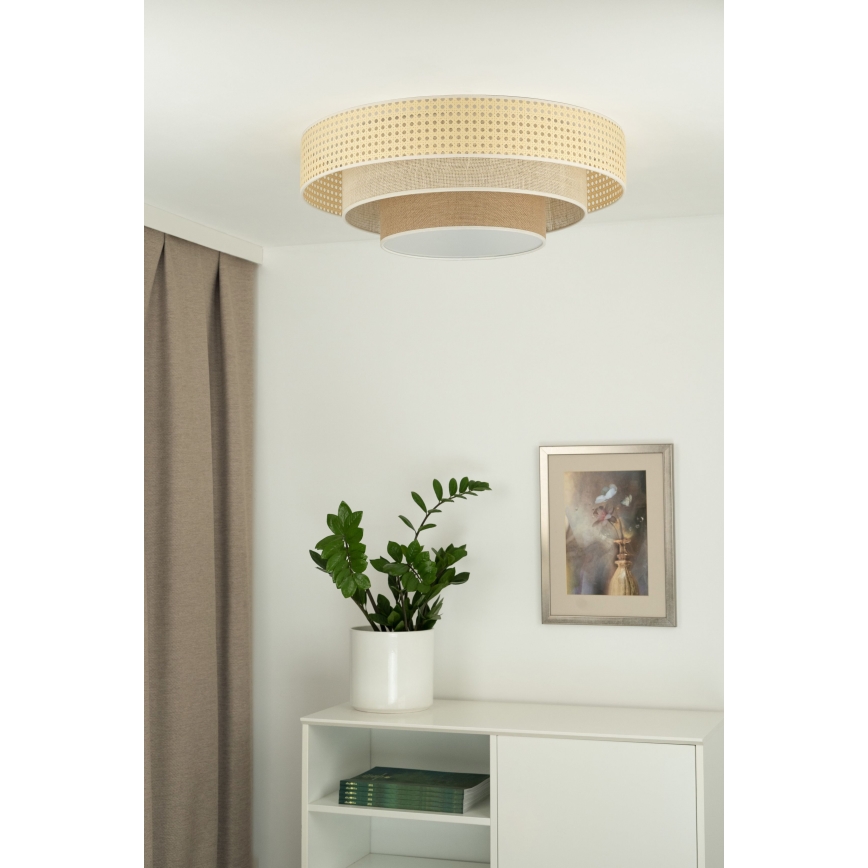Duolla - LED Плафониера LUNETA LED/26W/230V Ø 60 см 4000K ратан/бежов/кафяв