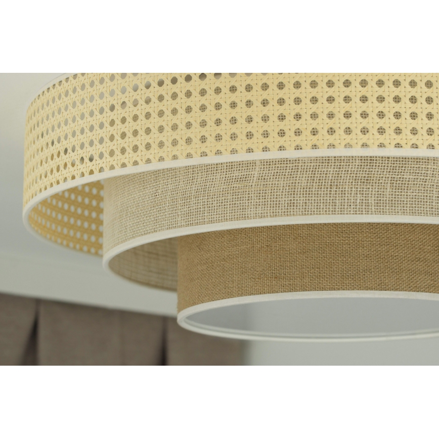 Duolla - LED Плафониера LUNETA LED/26W/230V Ø 60 см 4000K ратан/бежов/кафяв
