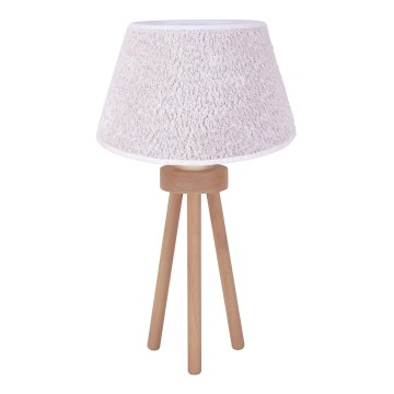 Duolla - Настолна лампа BOUCLE 1xE27/15W/230V Ø 28 см бял/дърво