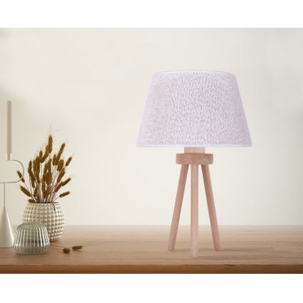Duolla - Настолна лампа BOUCLE 1xE27/15W/230V Ø 28 см бял/дърво