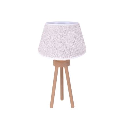Duolla - Настолна лампа BOUCLE 1xE27/15W/230V Ø 28 см бял/дърво