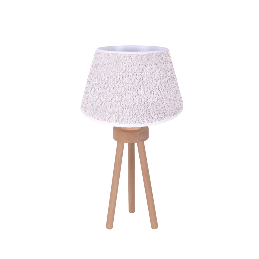 Duolla - Настолна лампа BOUCLE 1xE27/15W/230V Ø 28 см бял/дърво
