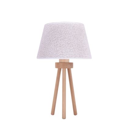 Duolla - Настолна лампа BOUCLE 1xE27/15W/230V Ø 28 см бял/дърво