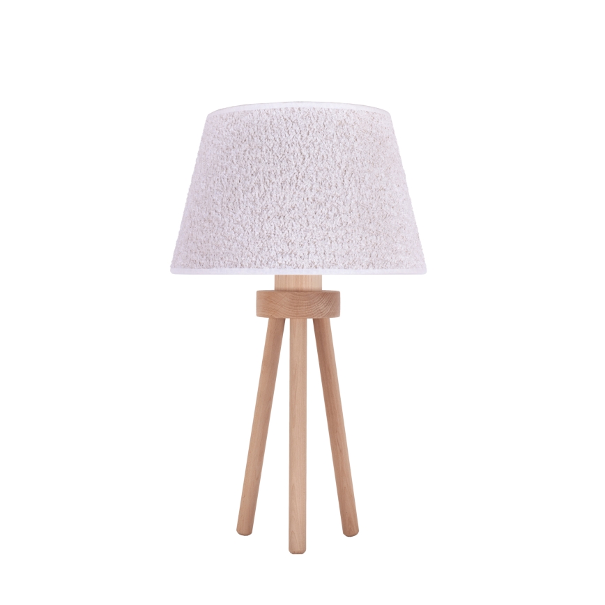 Duolla - Настолна лампа BOUCLE 1xE27/15W/230V Ø 28 см бял/дърво