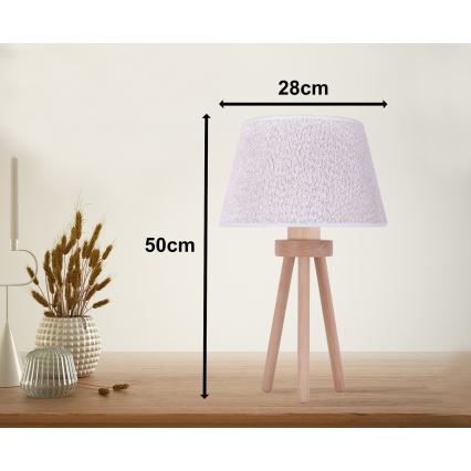 Duolla - Настолна лампа BOUCLE 1xE27/15W/230V Ø 28 см бял/дърво
