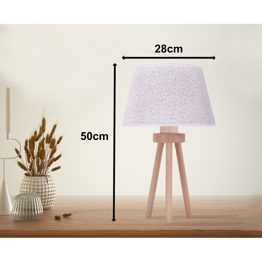 Duolla - Настолна лампа BOUCLE 1xE27/15W/230V Ø 28 см бял/дърво