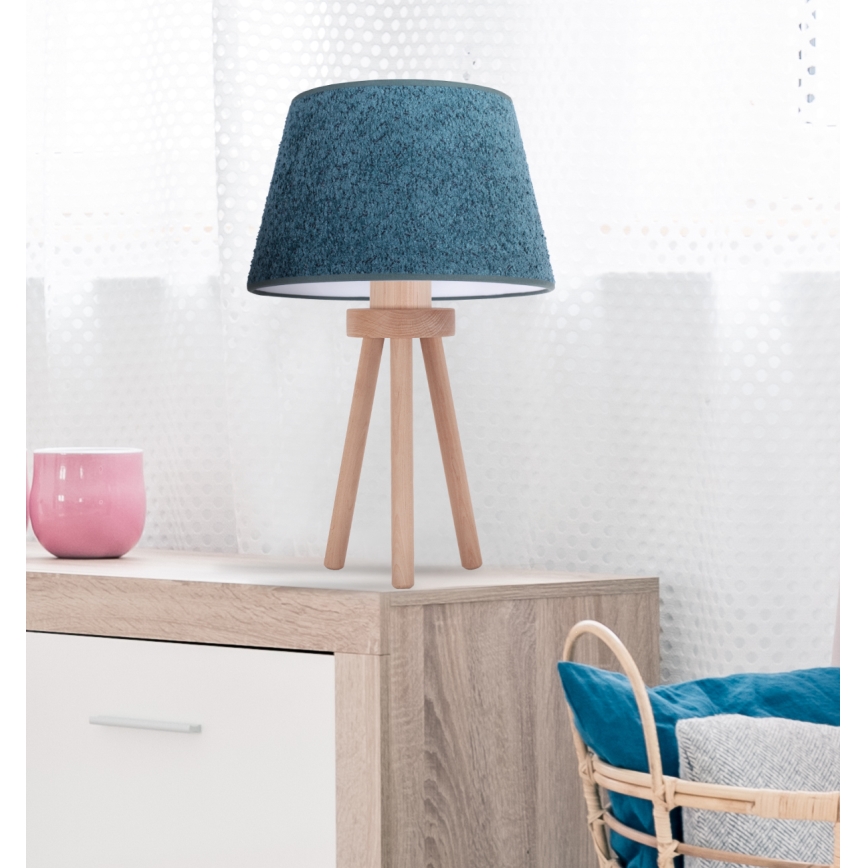 Duolla - Настолна лампа BOUCLE 1xE27/15W/230V Ø 28 см тюркоаз/дърво