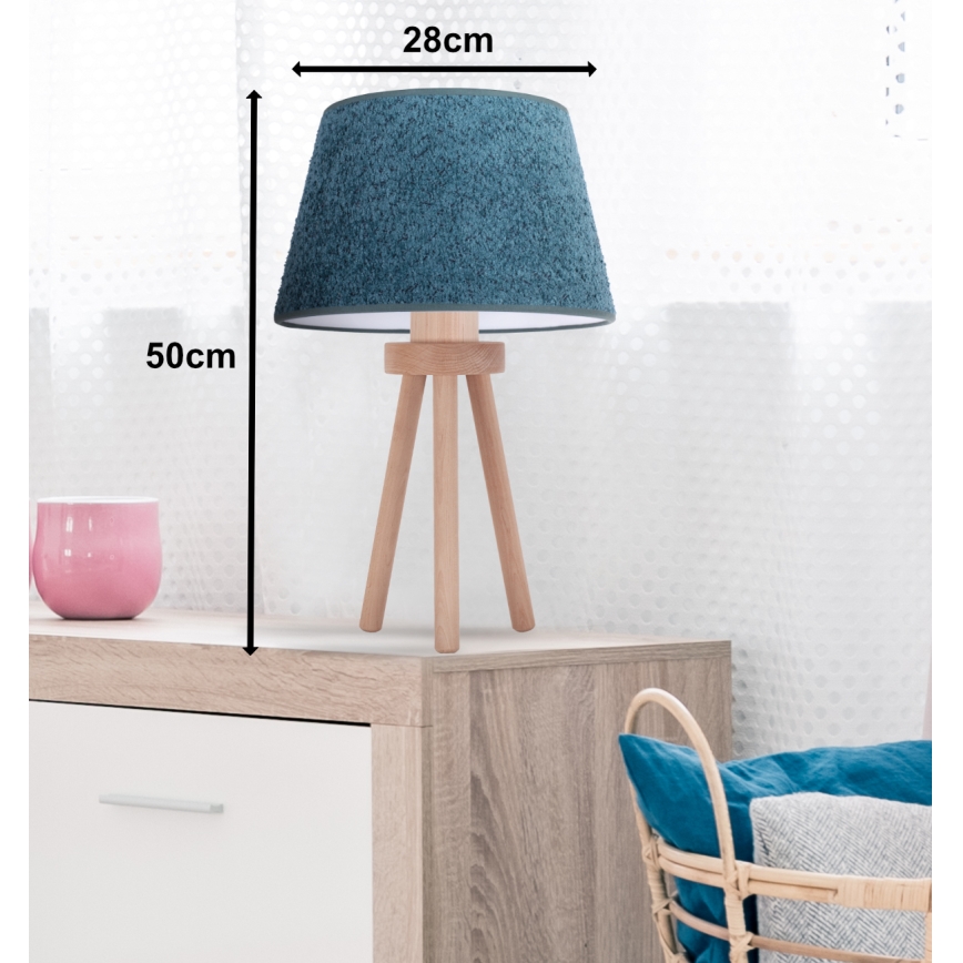 Duolla - Настолна лампа BOUCLE 1xE27/15W/230V Ø 28 см тюркоаз/дърво