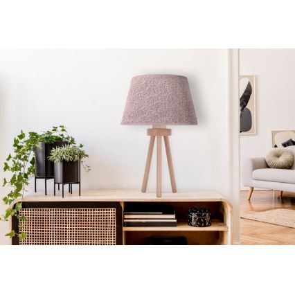 Duolla - Настолна лампа BOUCLE 1xE27/15W/230V Ø 28 см кафяв/дърво