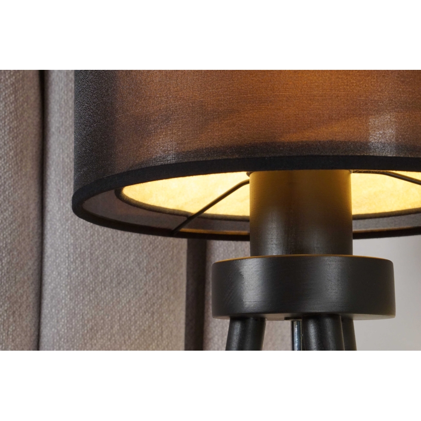 Duolla - Настолна лампа WOOD BOHO 1xE27/15W/230V Ø 25 см черен/бежов