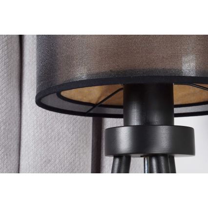 Duolla - Настолна лампа WOOD BOHO 1xE27/15W/230V Ø 25 см черен/бежов