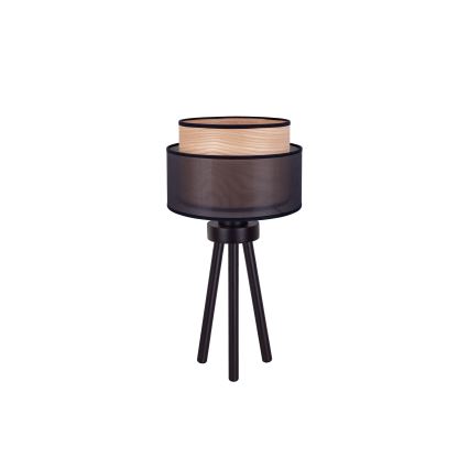 Duolla - Настолна лампа WOOD BOHO 1xE27/15W/230V Ø 25 см черен/бежов