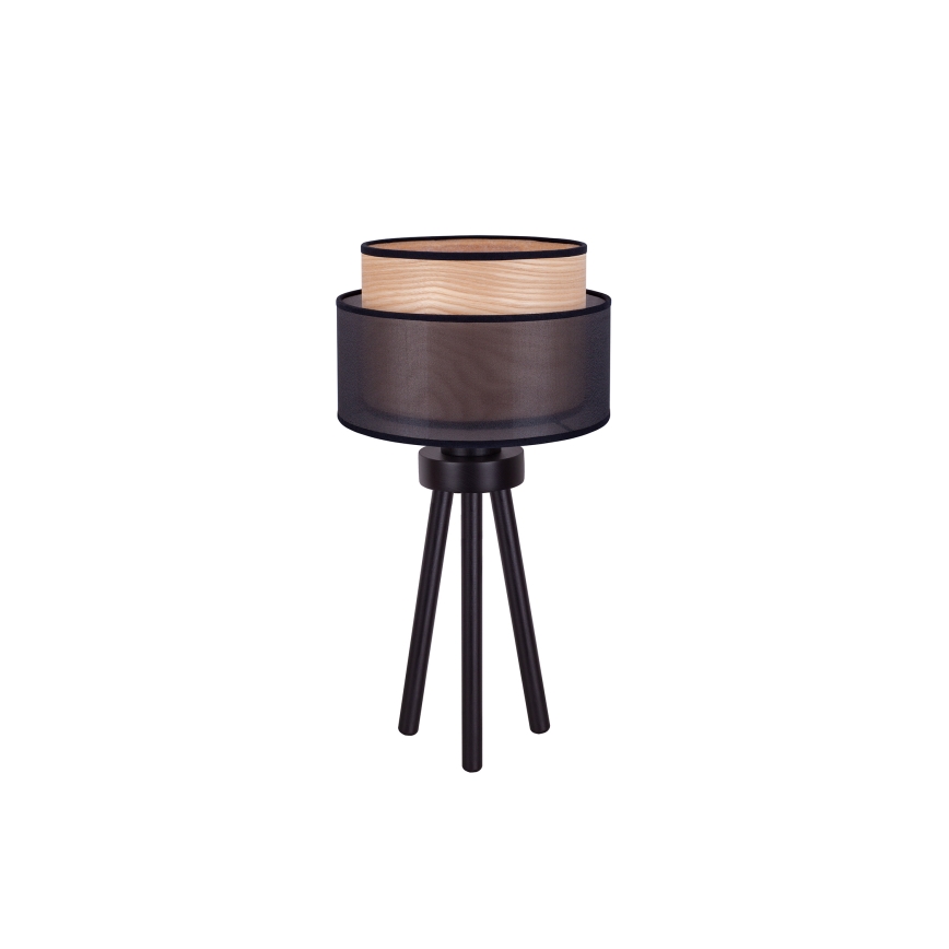 Duolla - Настолна лампа WOOD BOHO 1xE27/15W/230V Ø 25 см черен/бежов