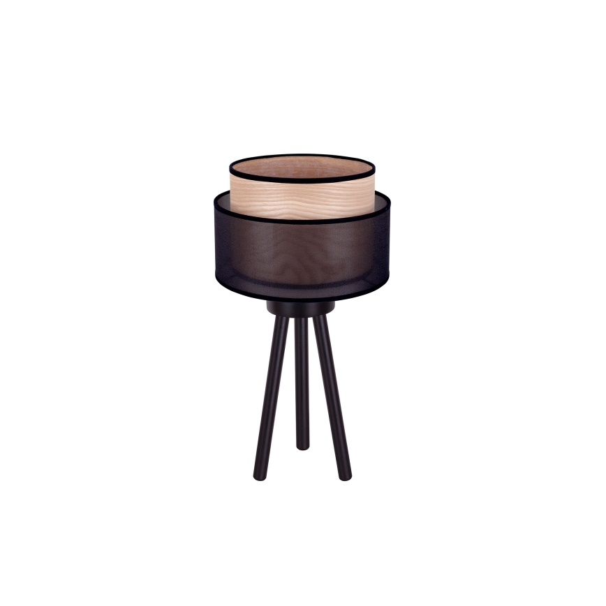 Duolla - Настолна лампа WOOD BOHO 1xE27/15W/230V Ø 25 см черен/бежов