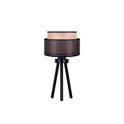 Duolla - Настолна лампа WOOD BOHO 1xE27/15W/230V Ø 25 см черен/бежов