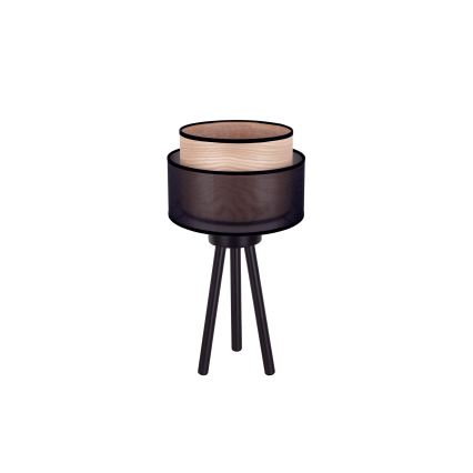 Duolla - Настолна лампа WOOD BOHO 1xE27/15W/230V Ø 25 см черен/бежов