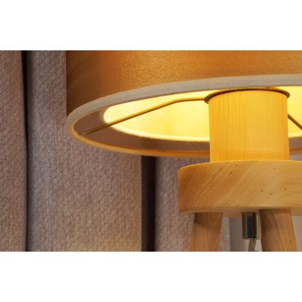 Duolla - Настолна лампа WOOD BOHO 1xE27/15W/230V Ø 25 см меден/кафяв/бежов