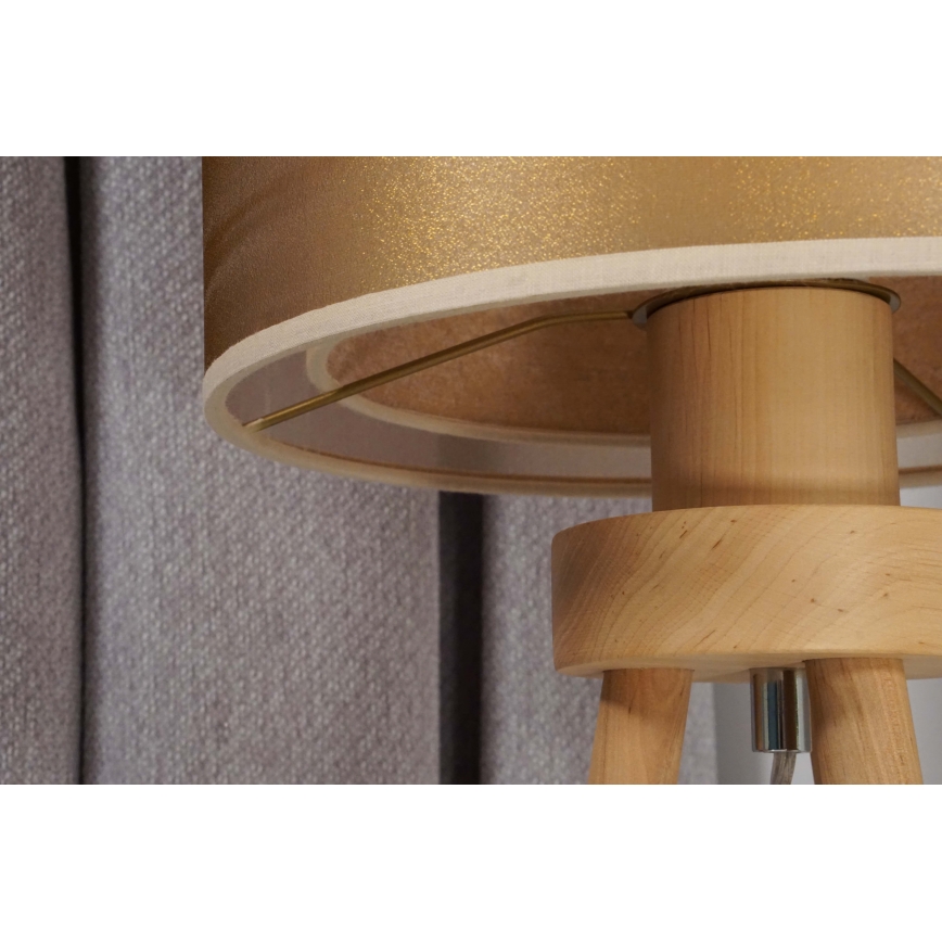 Duolla - Настолна лампа WOOD BOHO 1xE27/15W/230V Ø 25 см меден/кафяв/бежов