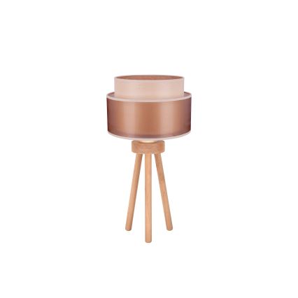 Duolla - Настолна лампа WOOD BOHO 1xE27/15W/230V Ø 25 см меден/кафяв/бежов