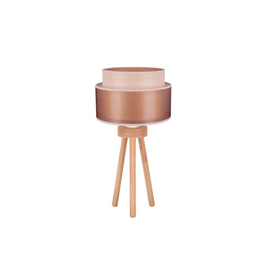 Duolla - Настолна лампа WOOD BOHO 1xE27/15W/230V Ø 25 см меден/кафяв/бежов