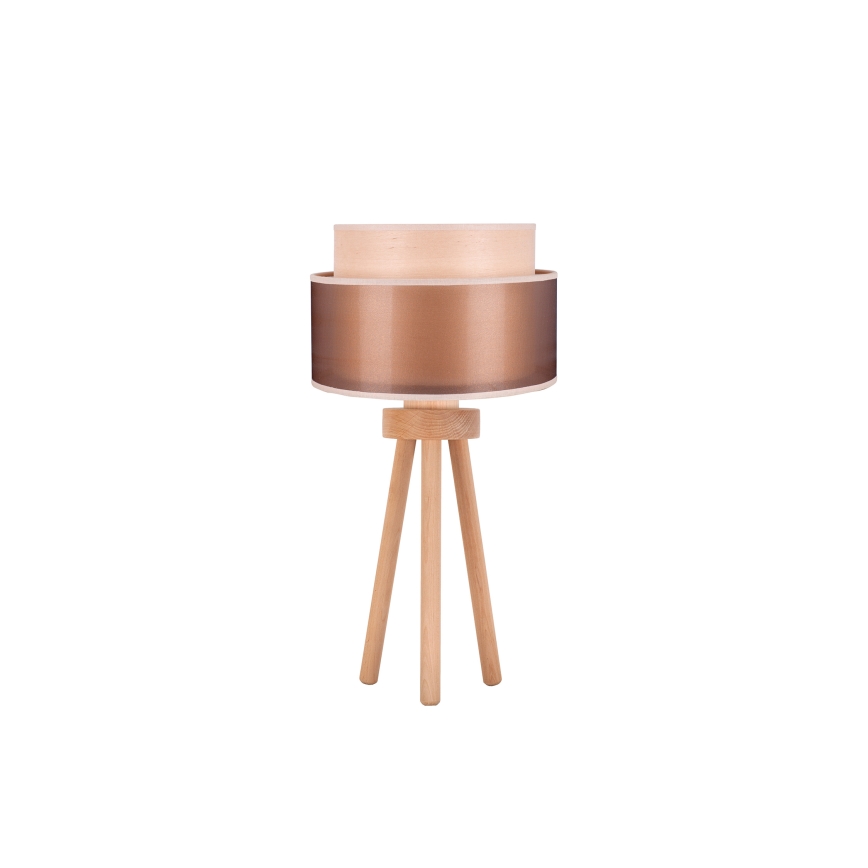 Duolla - Настолна лампа WOOD BOHO 1xE27/15W/230V Ø 25 см меден/кафяв/бежов