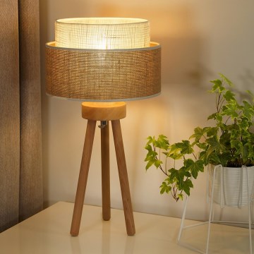 Duolla - Настолна лампа YUTE BOHO 1xE27/15W/230V Ø 25 см кафяв/кремав