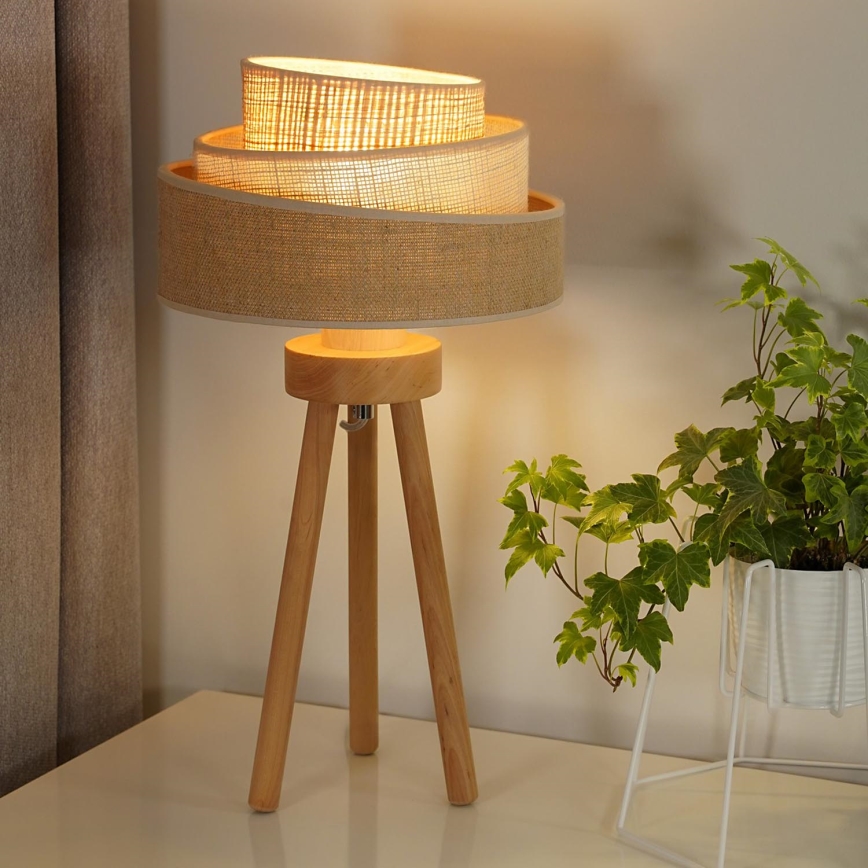 Duolla - Настолна лампа YUTE TRIO 1xE27/15W/230V Ø 25 см кафяв/сив/бежов