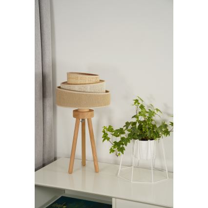 Duolla - Настолна лампа YUTE TRIO 1xE27/15W/230V Ø 25 см кафяв/сив/бежов