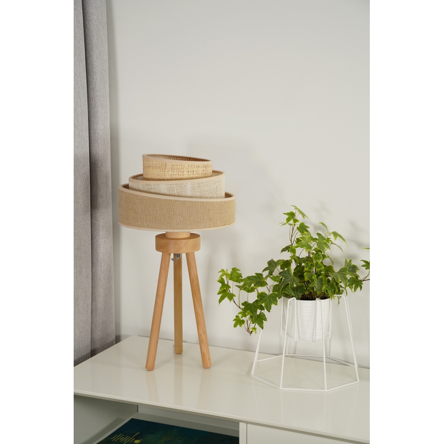 Duolla - Настолна лампа YUTE TRIO 1xE27/15W/230V Ø 25 см кафяв/сив/бежов