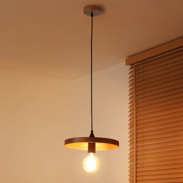Duolla - Пендант на кабел IRONLINE 1xE27/15W/230V Ø 30 cm меден/черен