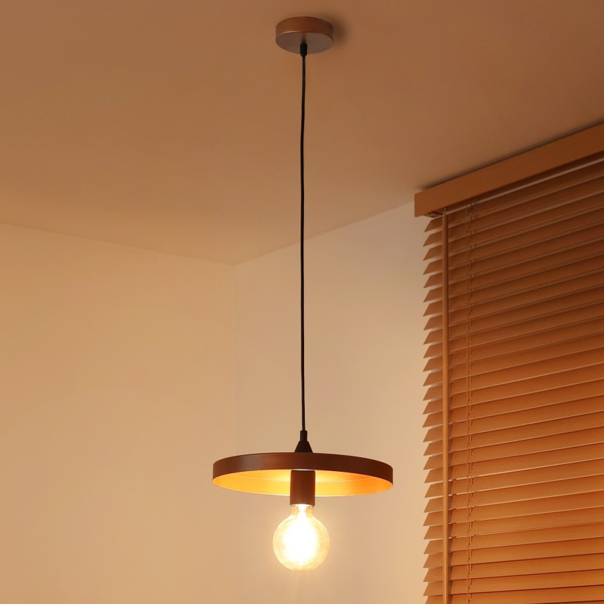 Duolla - Пендант на кабел IRONLINE 1xE27/15W/230V Ø 30 cm меден/черен