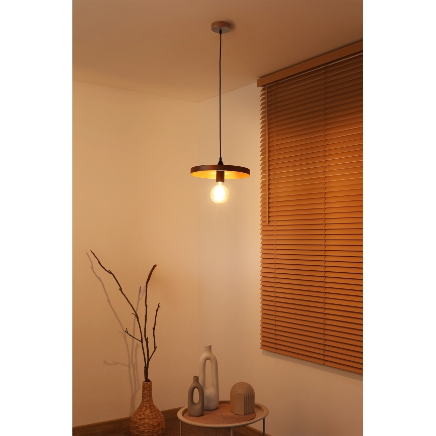 Duolla - Пендант на кабел IRONLINE 1xE27/15W/230V Ø 30 cm меден/черен