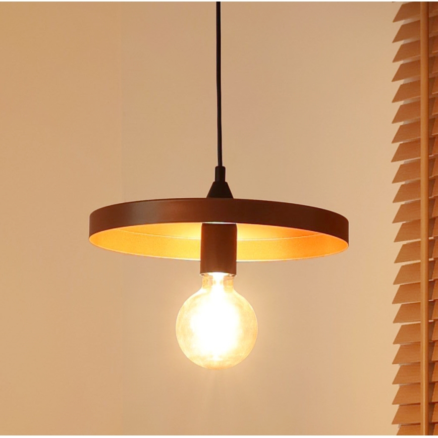 Duolla - Пендант на кабел IRONLINE 1xE27/15W/230V Ø 30 cm меден/черен