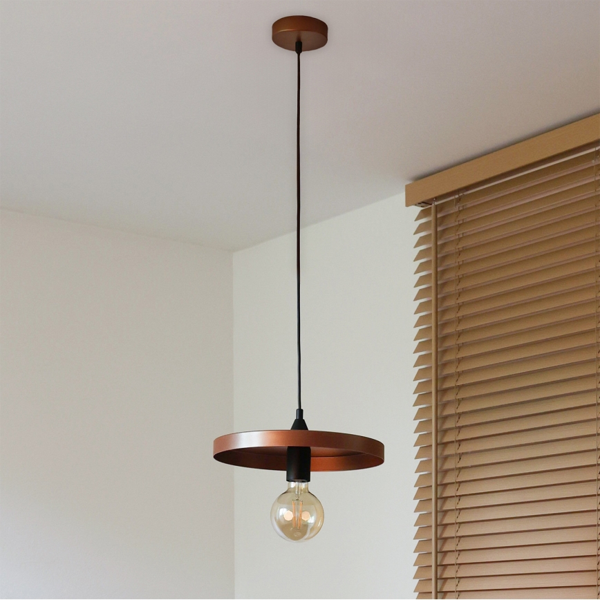 Duolla - Пендант на кабел IRONLINE 1xE27/15W/230V Ø 30 cm меден/черен