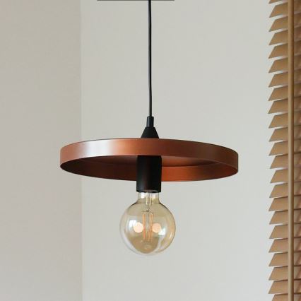 Duolla - Пендант на кабел IRONLINE 1xE27/15W/230V Ø 30 cm меден/черен