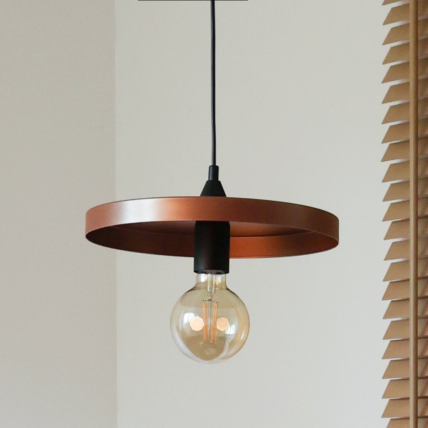 Duolla - Пендант на кабел IRONLINE 1xE27/15W/230V Ø 30 cm меден/черен