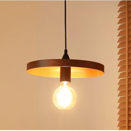 Duolla - Пендант на кабел IRONLINE 1xE27/15W/230V Ø 30 cm меден/черен