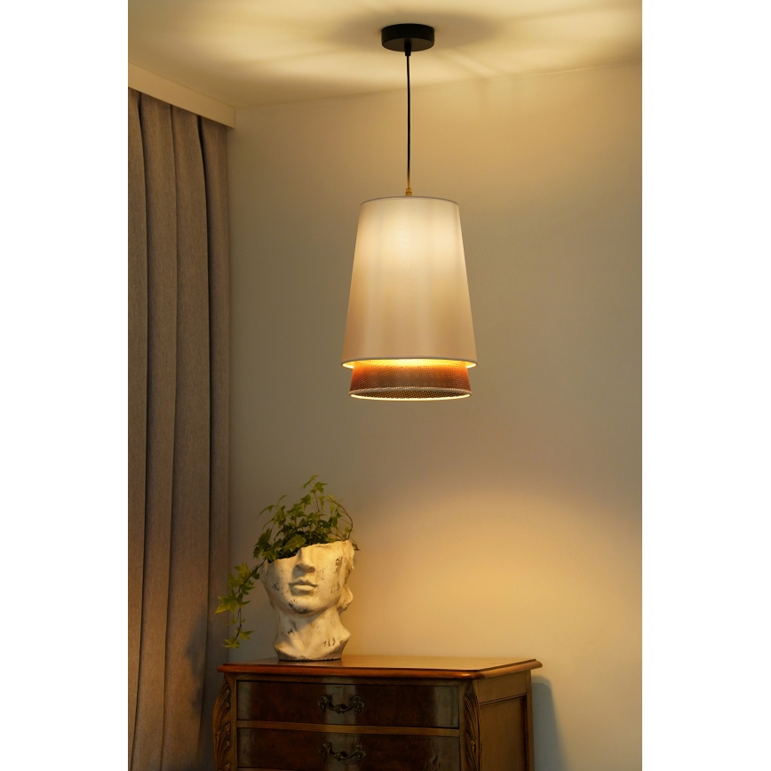 Duolla - Пендел BELL SHINY 1xE27/15W/230V Ø 25 см бял/меден
